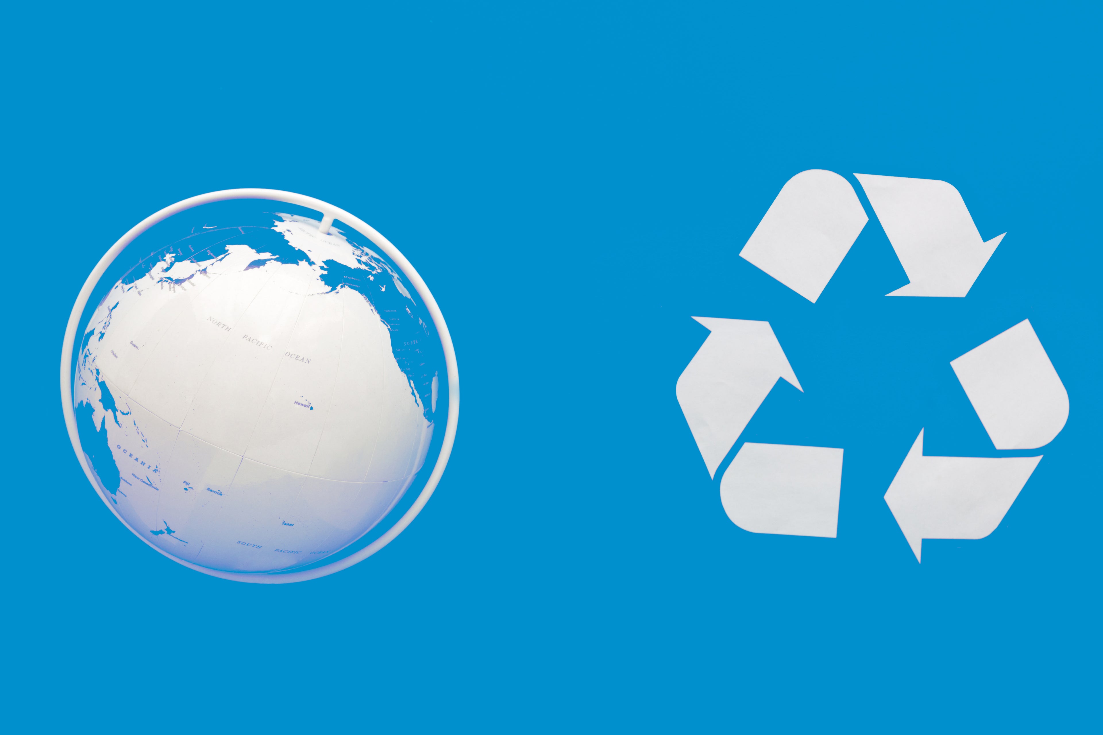 Recycling symbol, earth globe